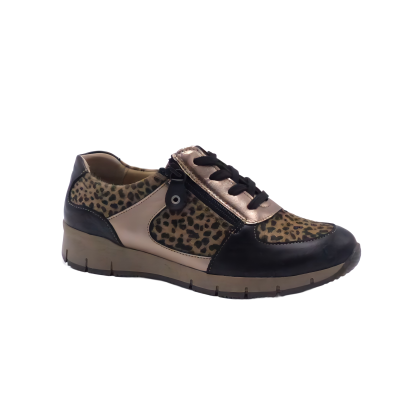 CHAUSSURE CUIR CONFORT 710504 NERO PLATINE SUAVE