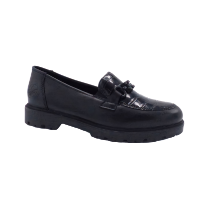 MOCASSIN CUIR 45561-01 NOIR RIEKER